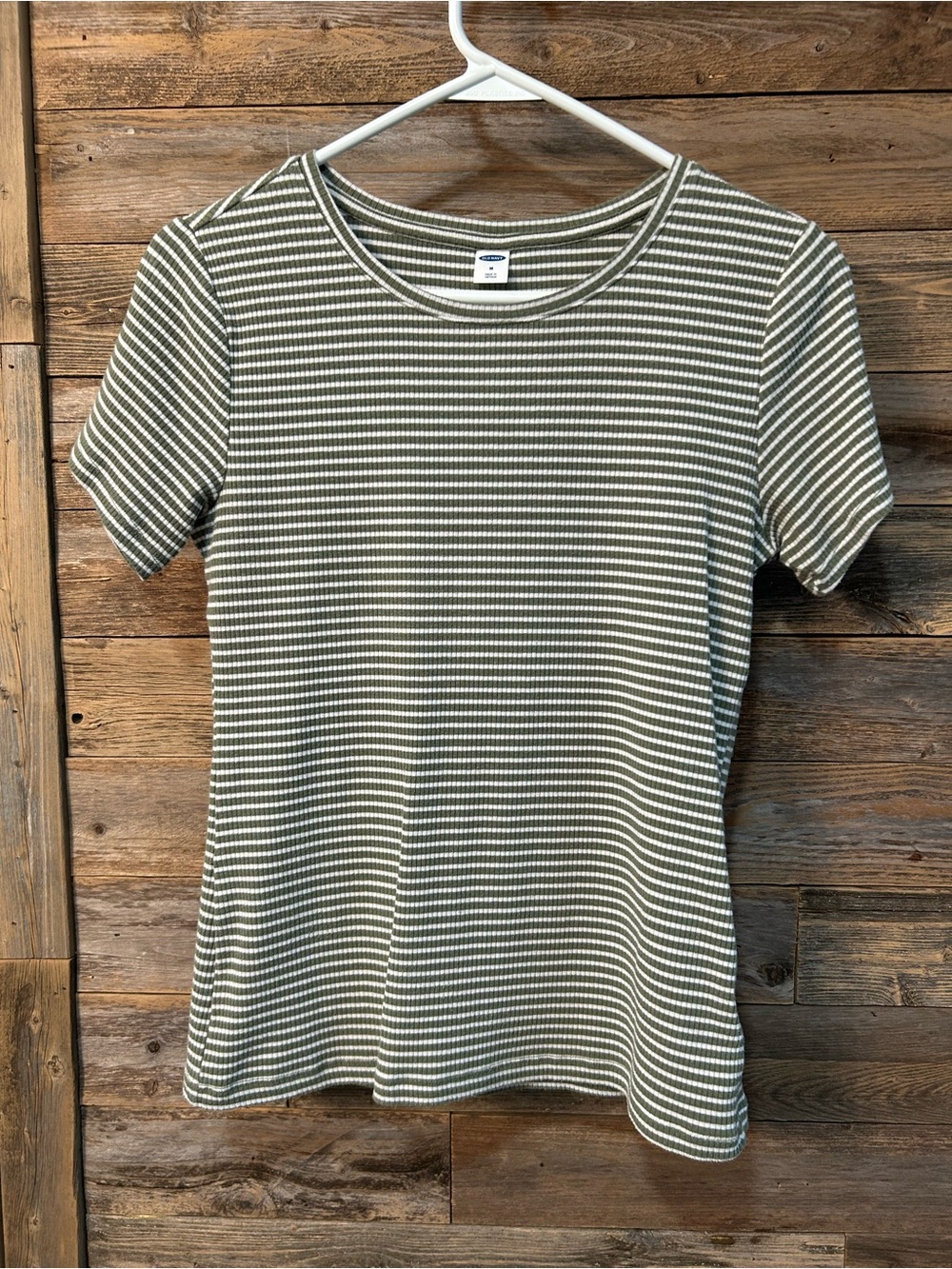 Old Navy Green & White Striped Short-Sleeve Tee * - size M